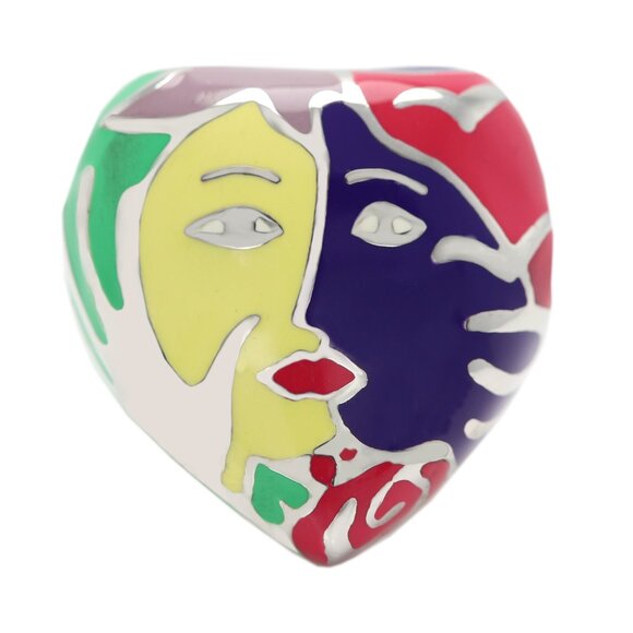 Art Ring Sterling Silver famous artist Enamel Inspired Artistic Ring - Picture 1 of 13